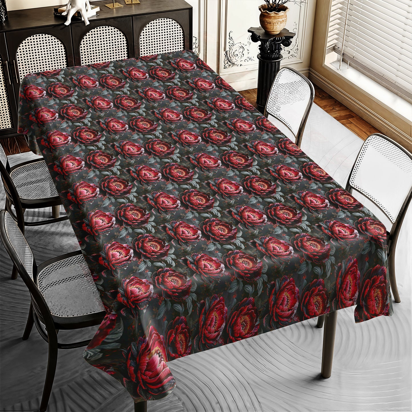 Scarlet Bloom Rectangle Tablecloth