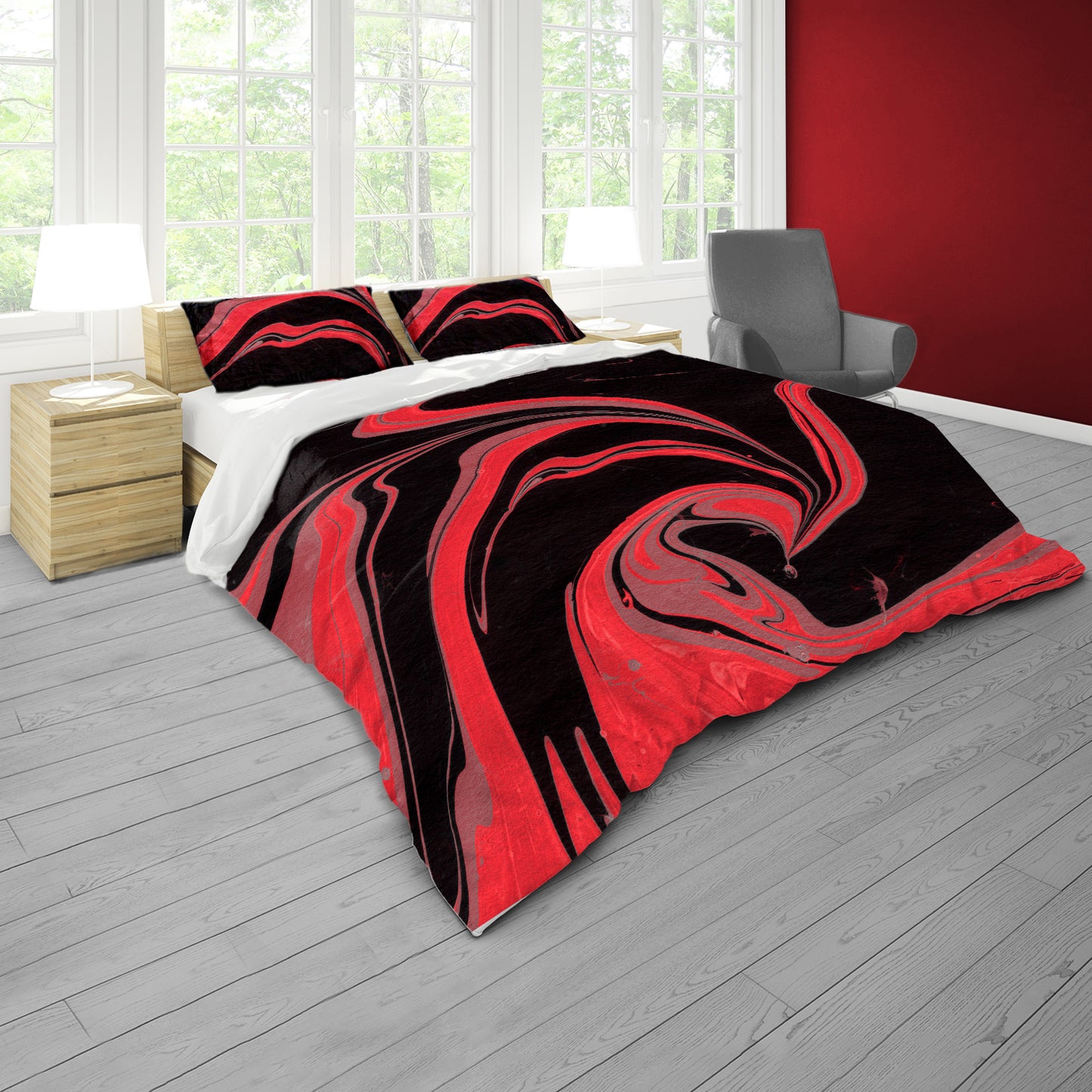 Scarlet Currents Duvet Cover Set