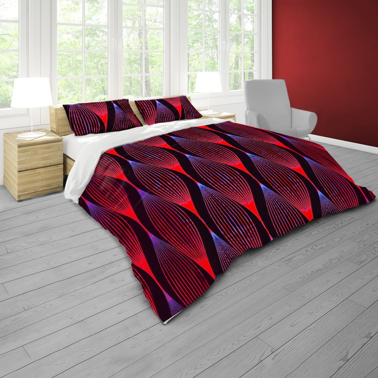 Scarlet Hibiscus Haze Duvet Cover Set