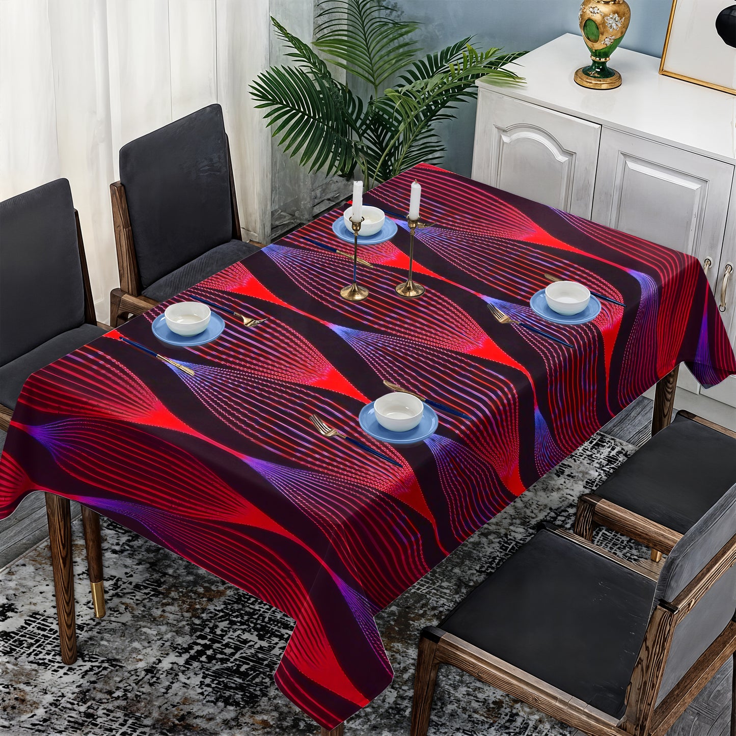 Scarlet Hibiscus Haze Rectangle Tablecloth