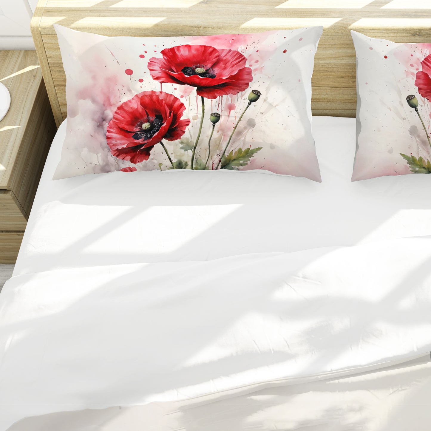Scarlet Poppies Abstract Duvet Cover Set