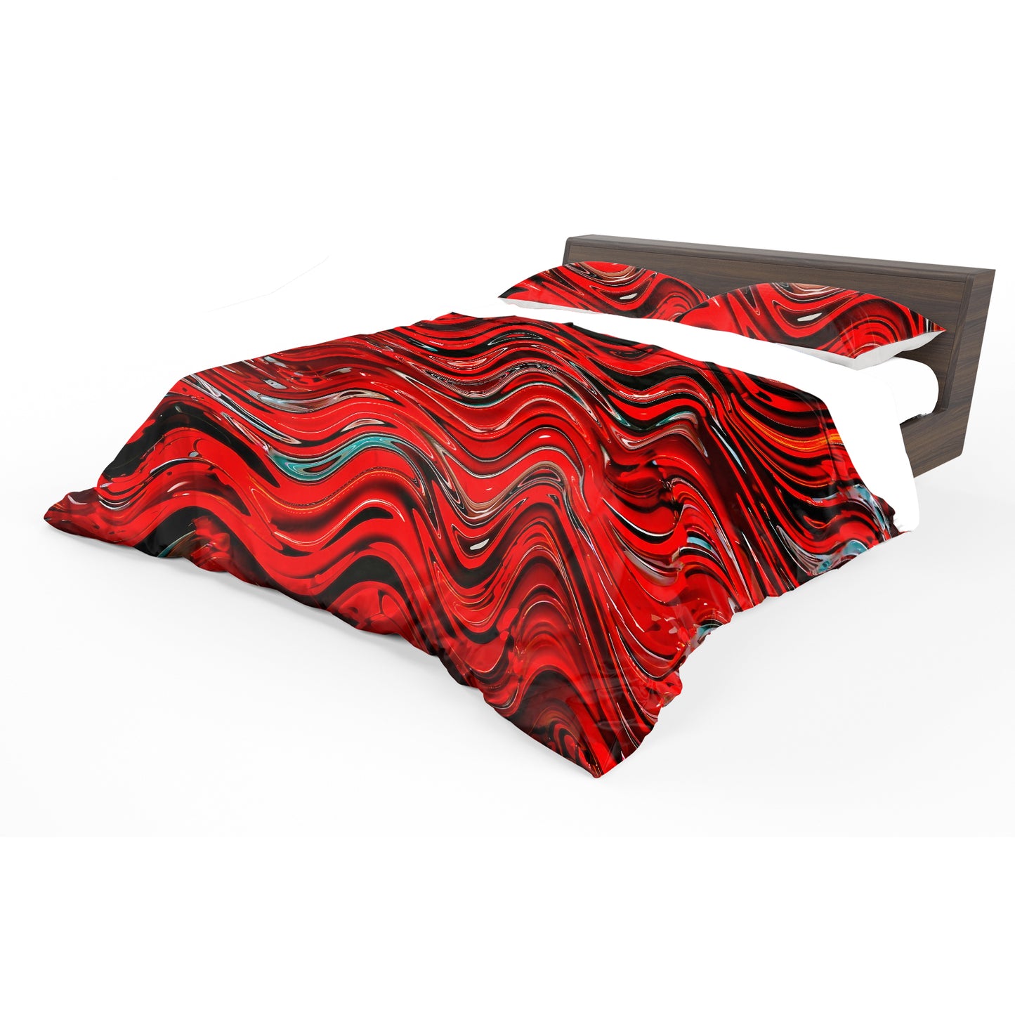Scarlet Red Stream Duvet Cover Set