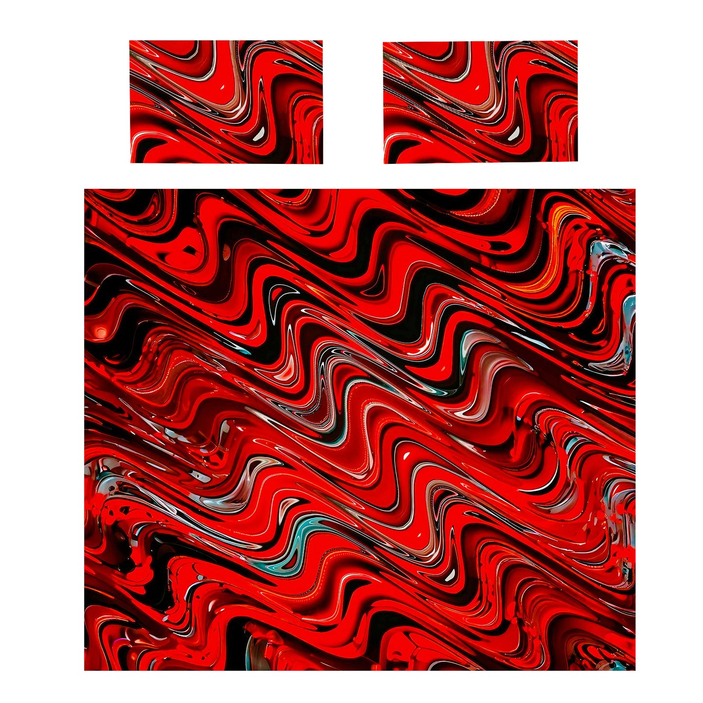 Scarlet Red Stream Duvet Cover Set