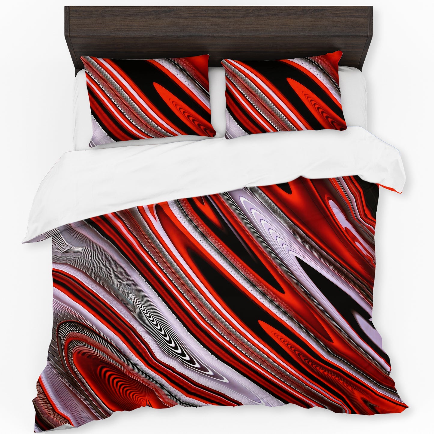 Scarlet Red & Grey Duvet Cover Set