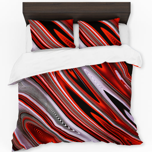 Scarlet Red & Grey Duvet Cover Set