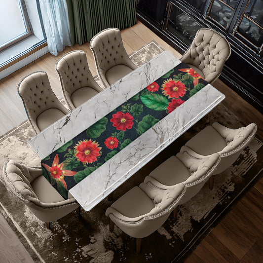 Scattered Red Flower Pattern Table Runner By Mark van Vuuren