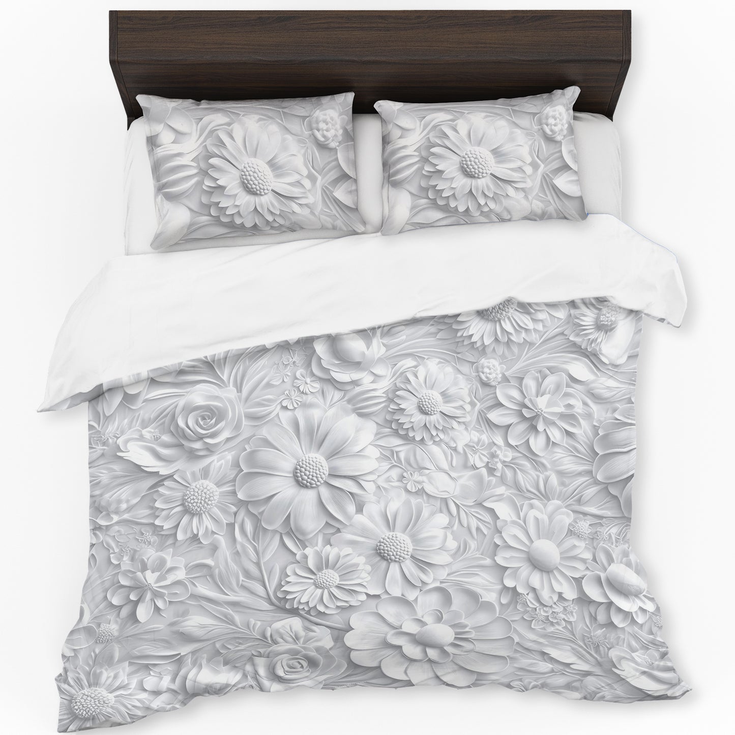 Sculpted Flowers Duvet Cover Set