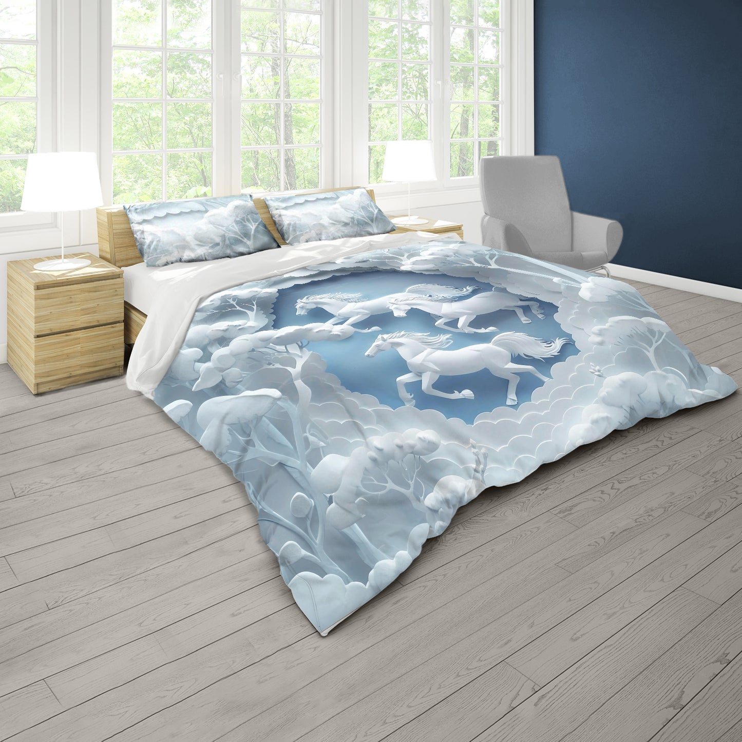 Sculpted Horse & Field Duvet Cover Set