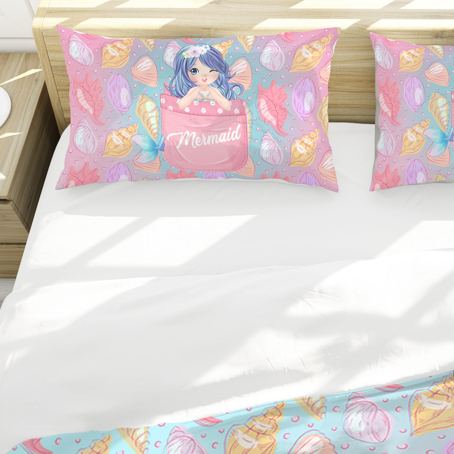 Sea Shell Mermaid Kids Duvet Cover Set
