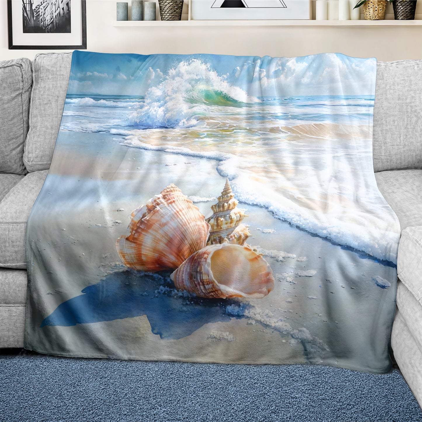 Sea Shells Light Weight Fleece Blanket