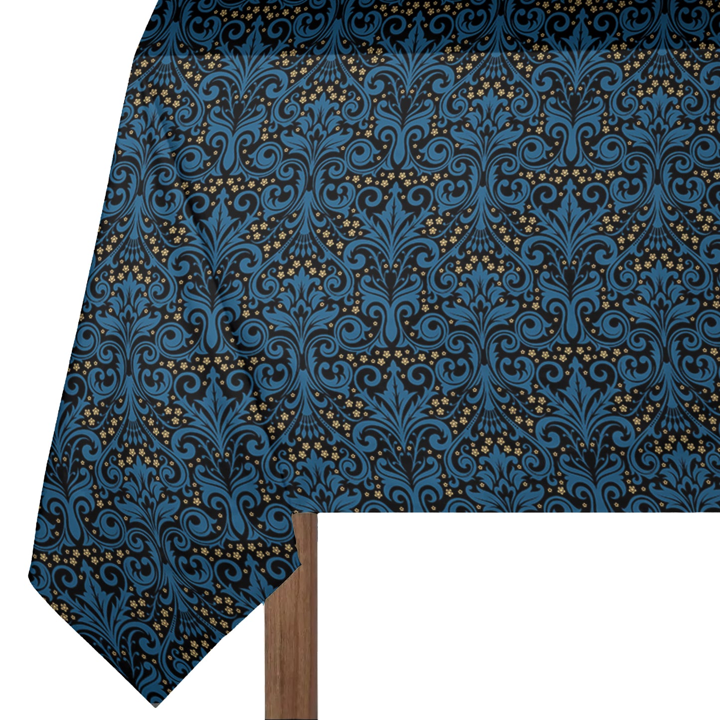 Seagreen on Black Baroque 3m Rectangle Tablecloth