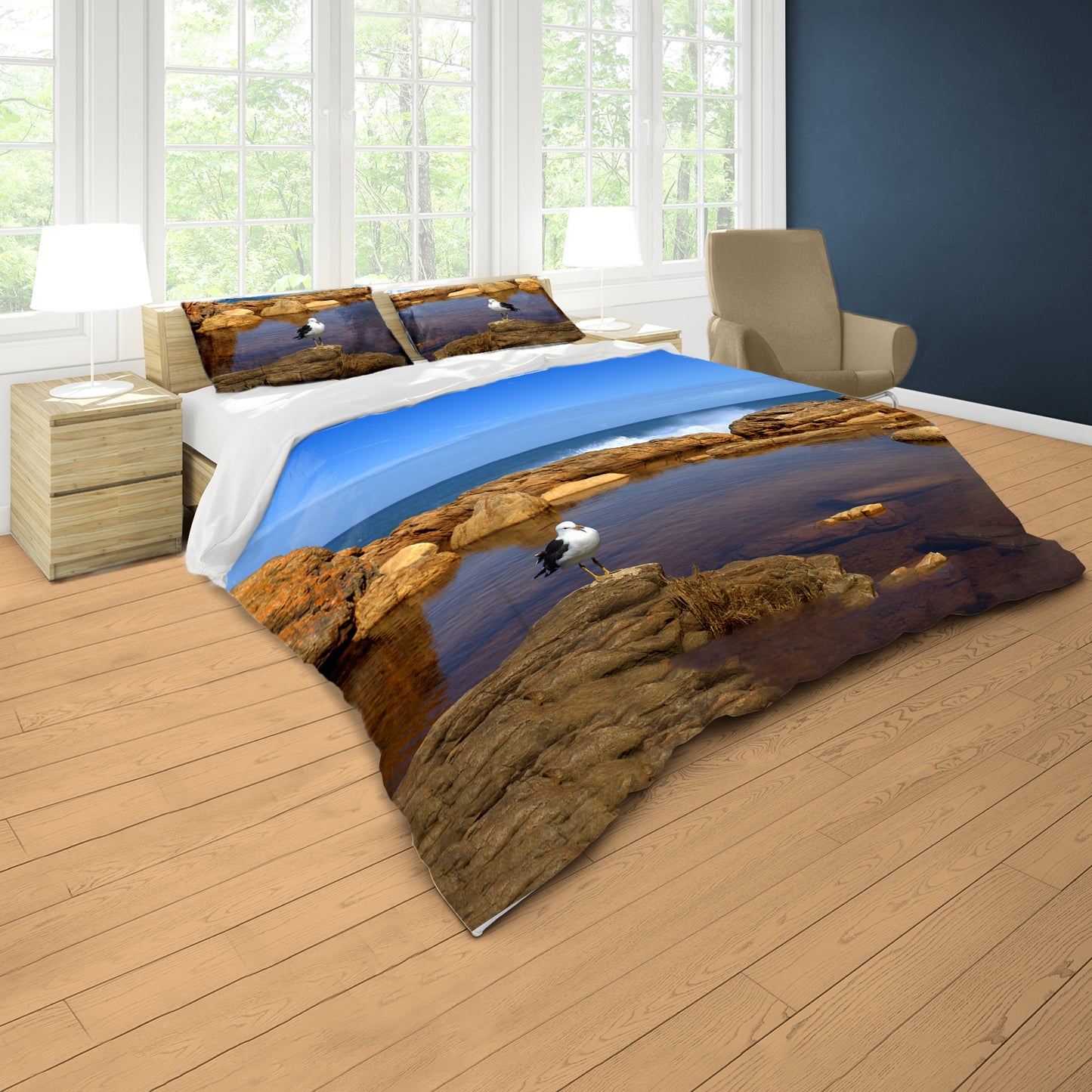 Seascape on Otter hiking trail Duvet Cover Set by Fanie Heymans