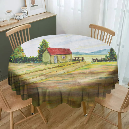 Secluded Farm House Round Tablecloth By Wikus Hattingh