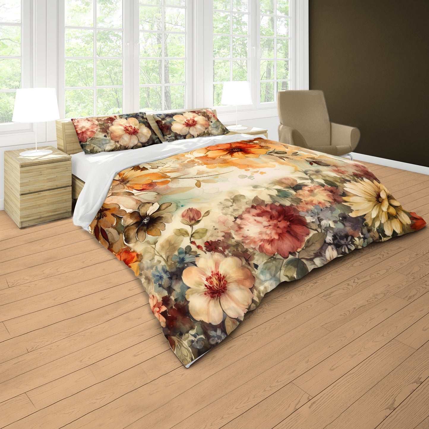 Sepia Botanical Tapestry Duvet Cover Set