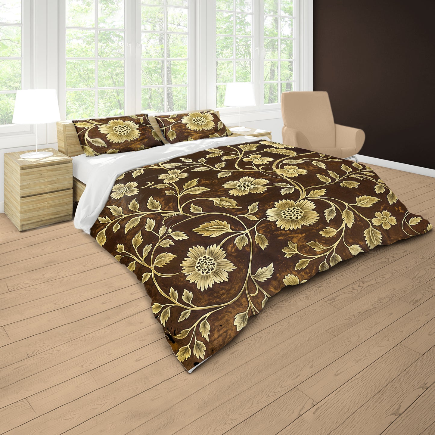 Sepia Daisies Duvet Cover Set