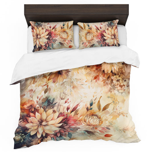 Sepia Petals Duvet Cover Set