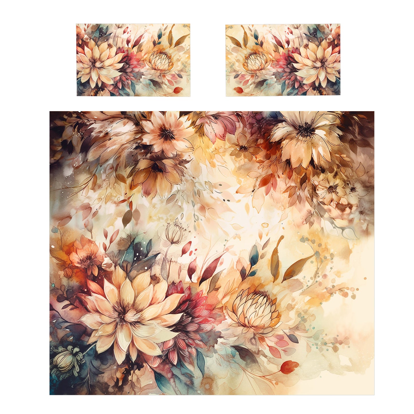 Sepia Petals Duvet Cover Set