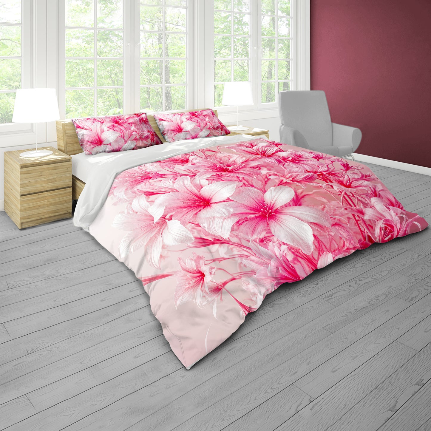 Serenade of Pink Flowers Duvet Cover Set