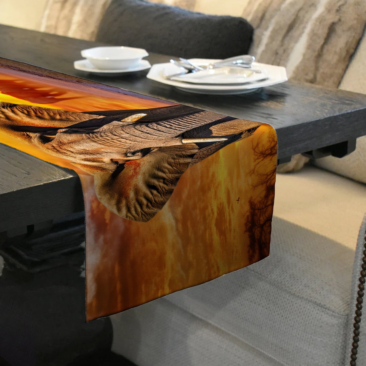 Serengeti Elephant Table Runner