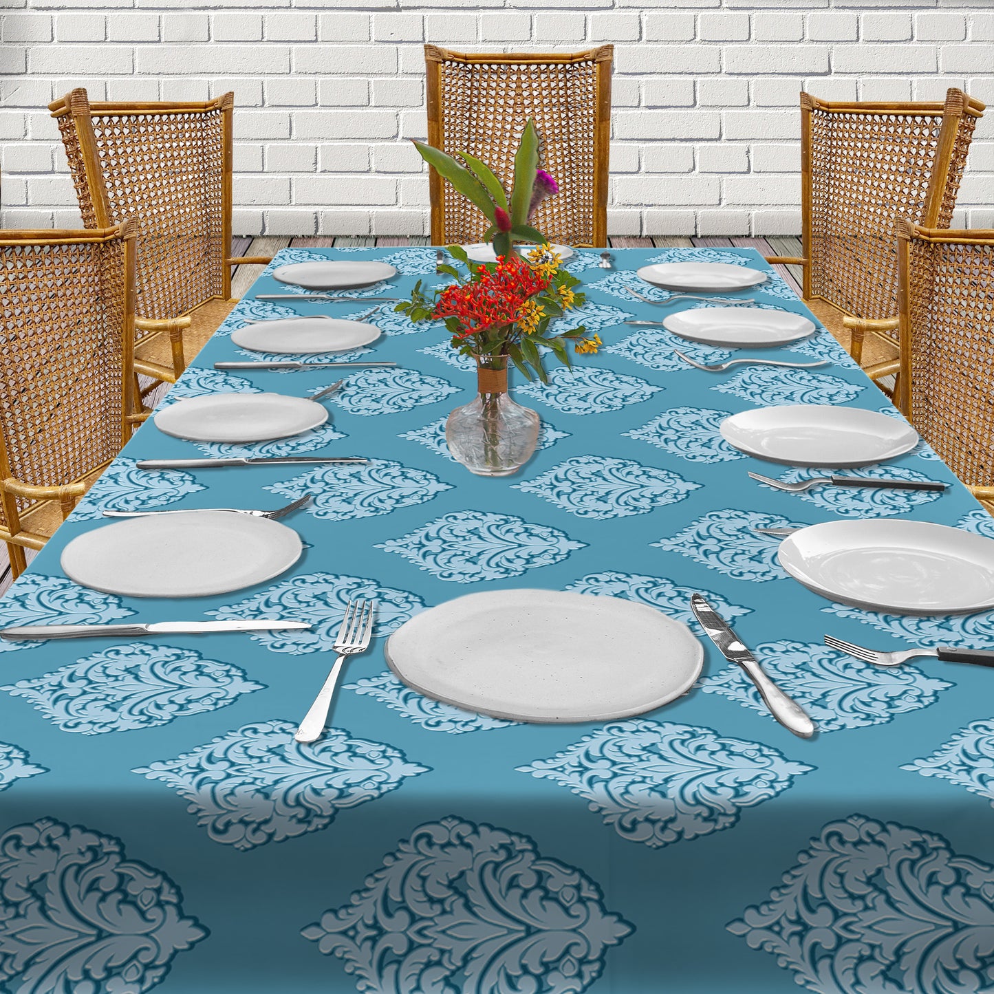 Shades of Green Classic Pattern 3m Rectangle Tablecloth