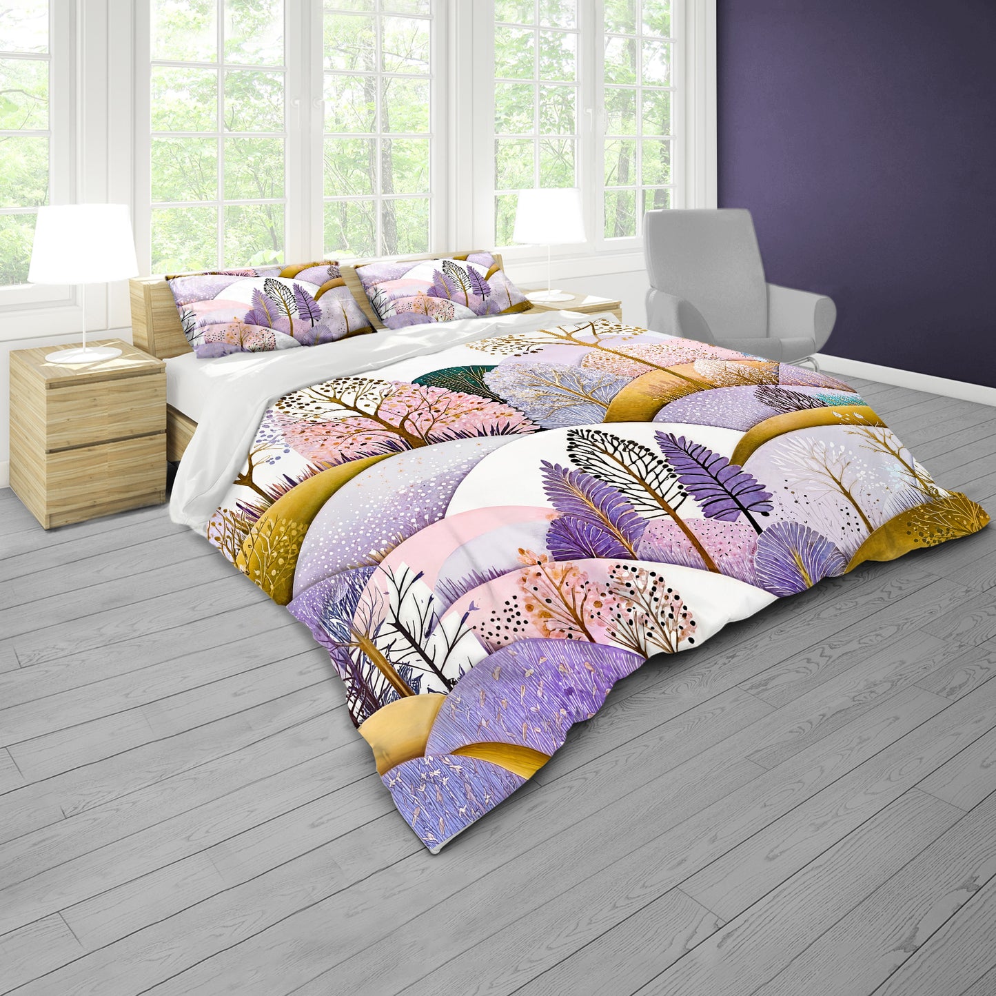 Shades of Purple Forest Duvet Cover Set