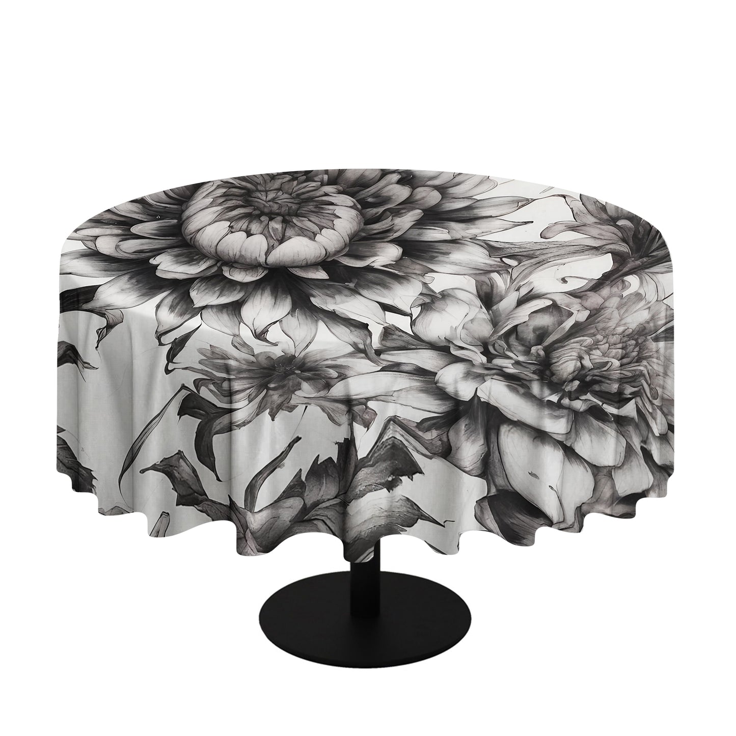 Shadow Bloom Flowers Round Tablecloth By Nathan Pieterse
