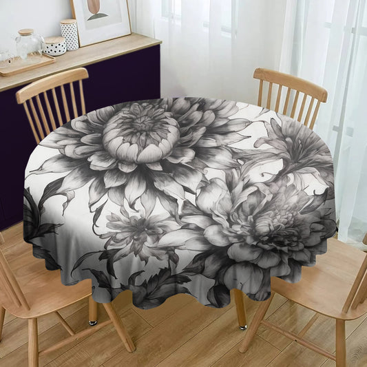 Shadow Bloom Flowers Round Tablecloth By Nathan Pieterse