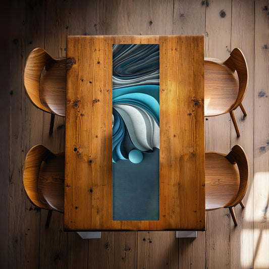 Shapes of Aqua Waves 160cm Table Runner