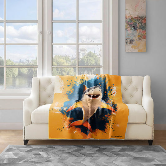 Shark Light Weight Fleece Blanket by Wikus Schalkwyk