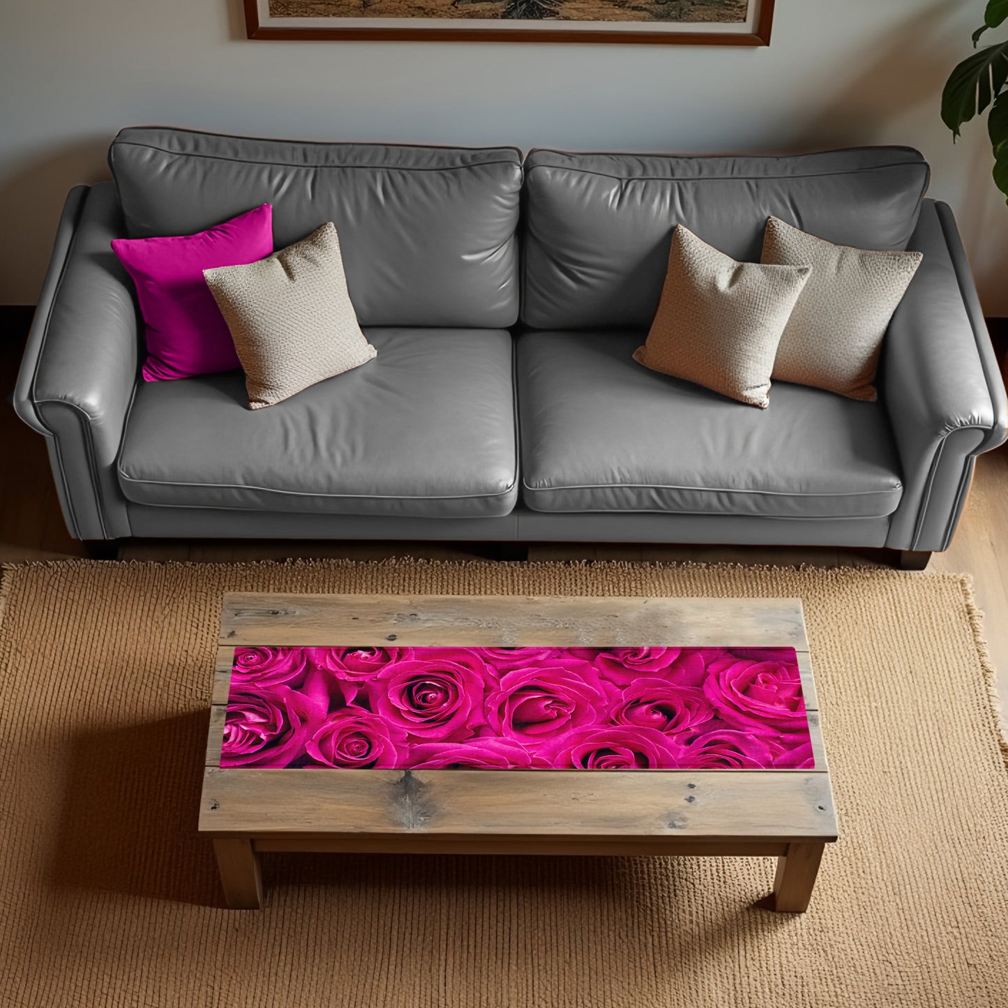 Sherize Pink Roses 160cm Table Runner