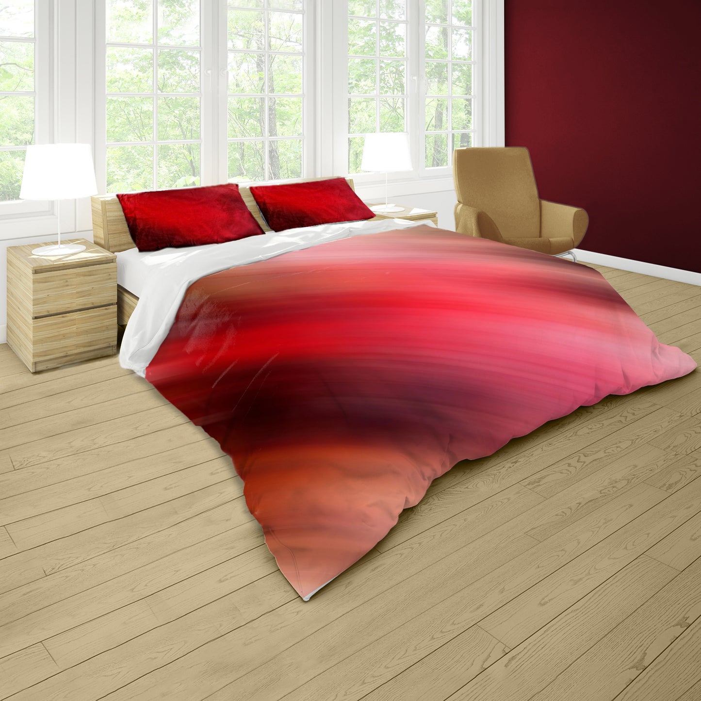 Shimmering Red Duvet Cover Set
