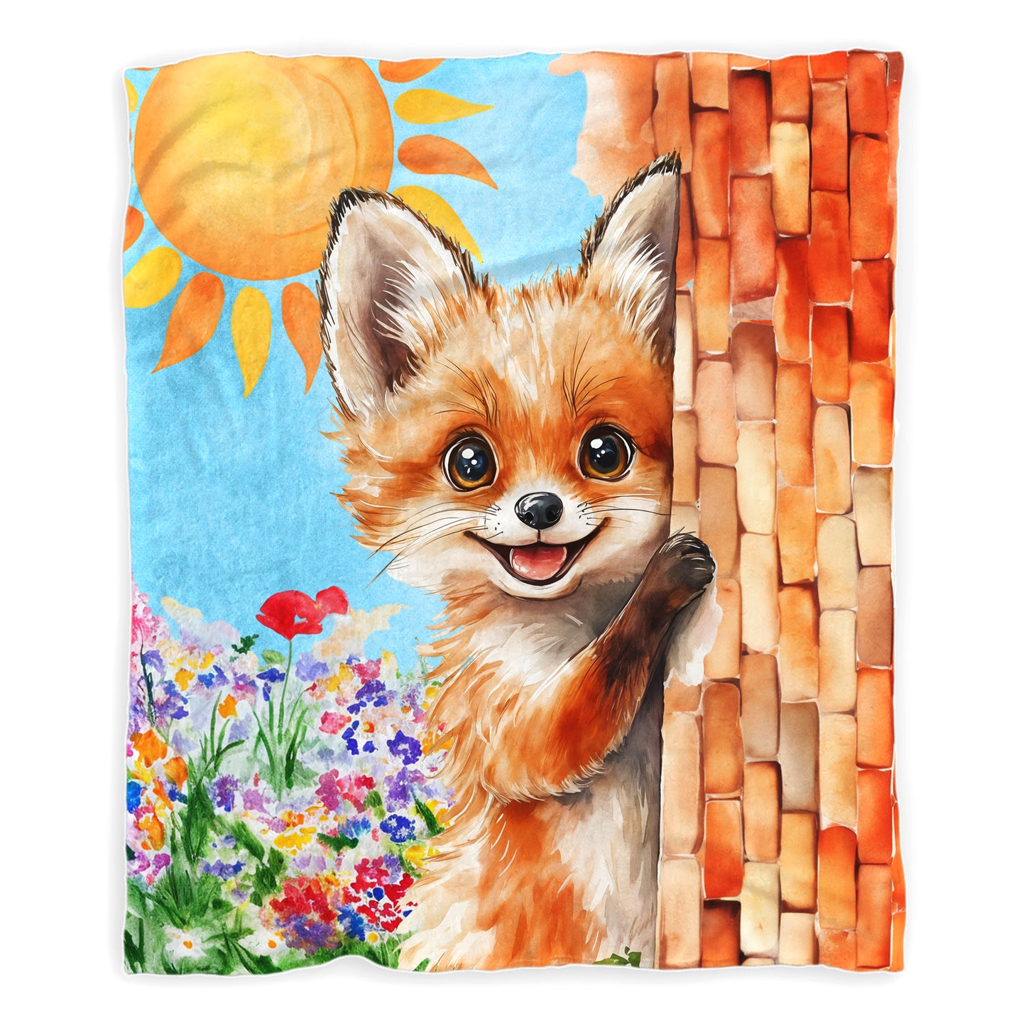 Shy Little Fox Baby Fleece Blanket