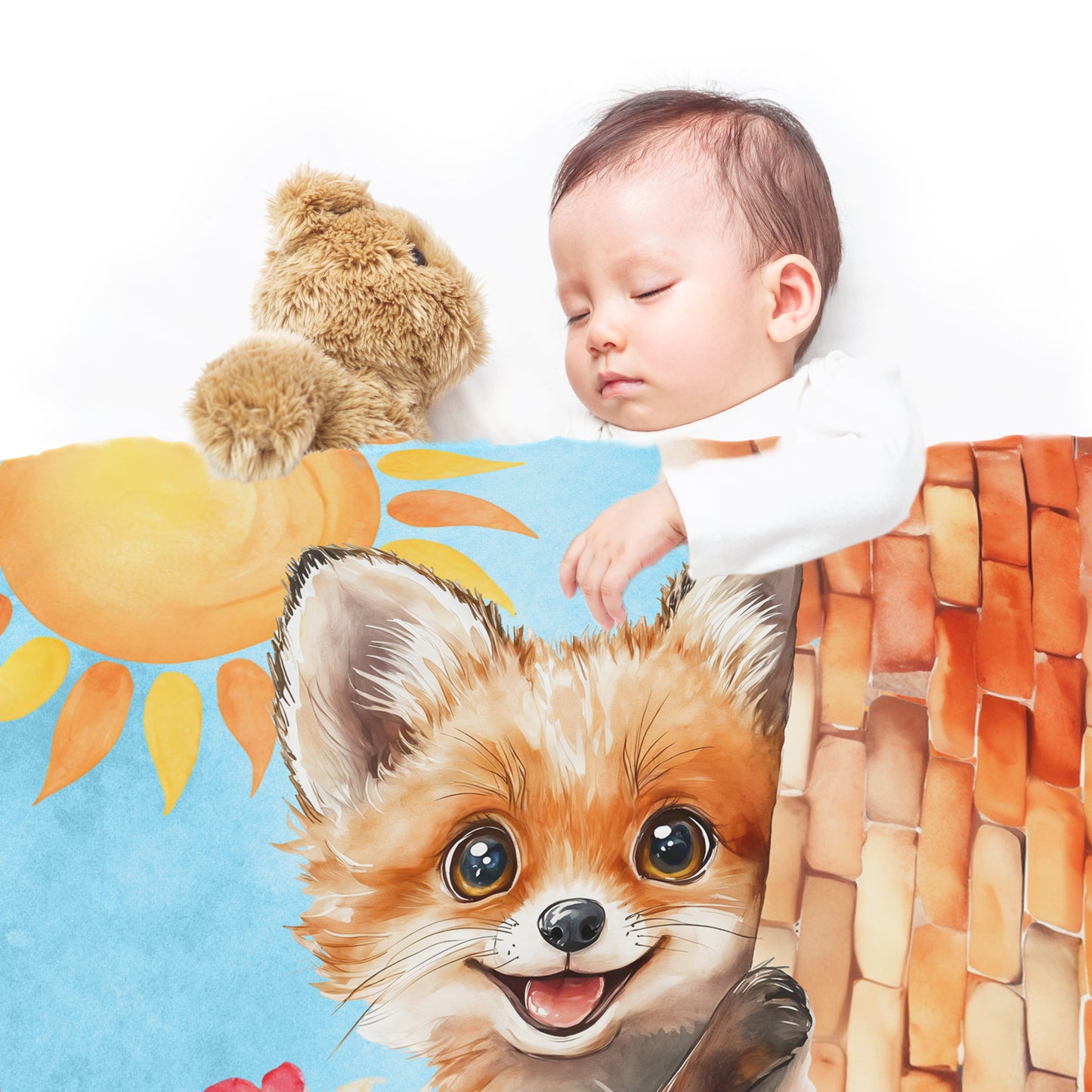 Shy Little Fox Baby Fleece Blanket