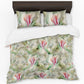 Shy Petals on Green Duvet Cover Set