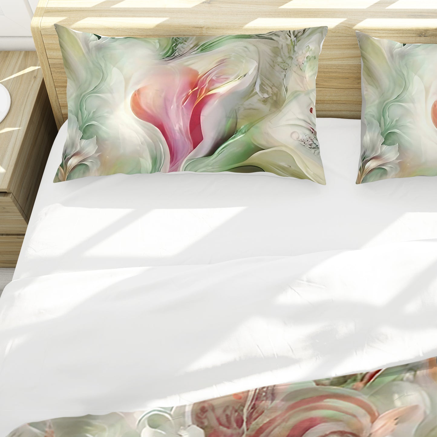 Shy Petals on Green Duvet Cover Set