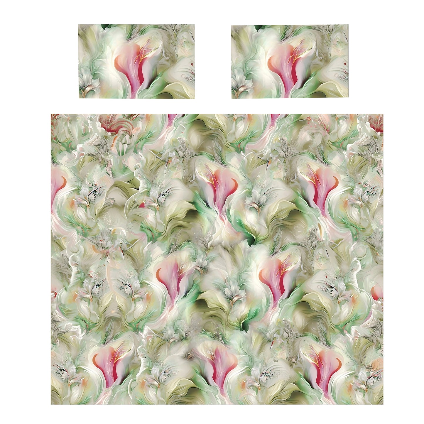 Shy Petals on Green Duvet Cover Set