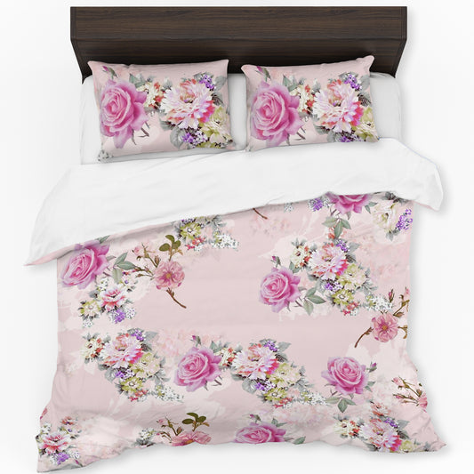 Silky Pink Rose Duvet Cover Set
