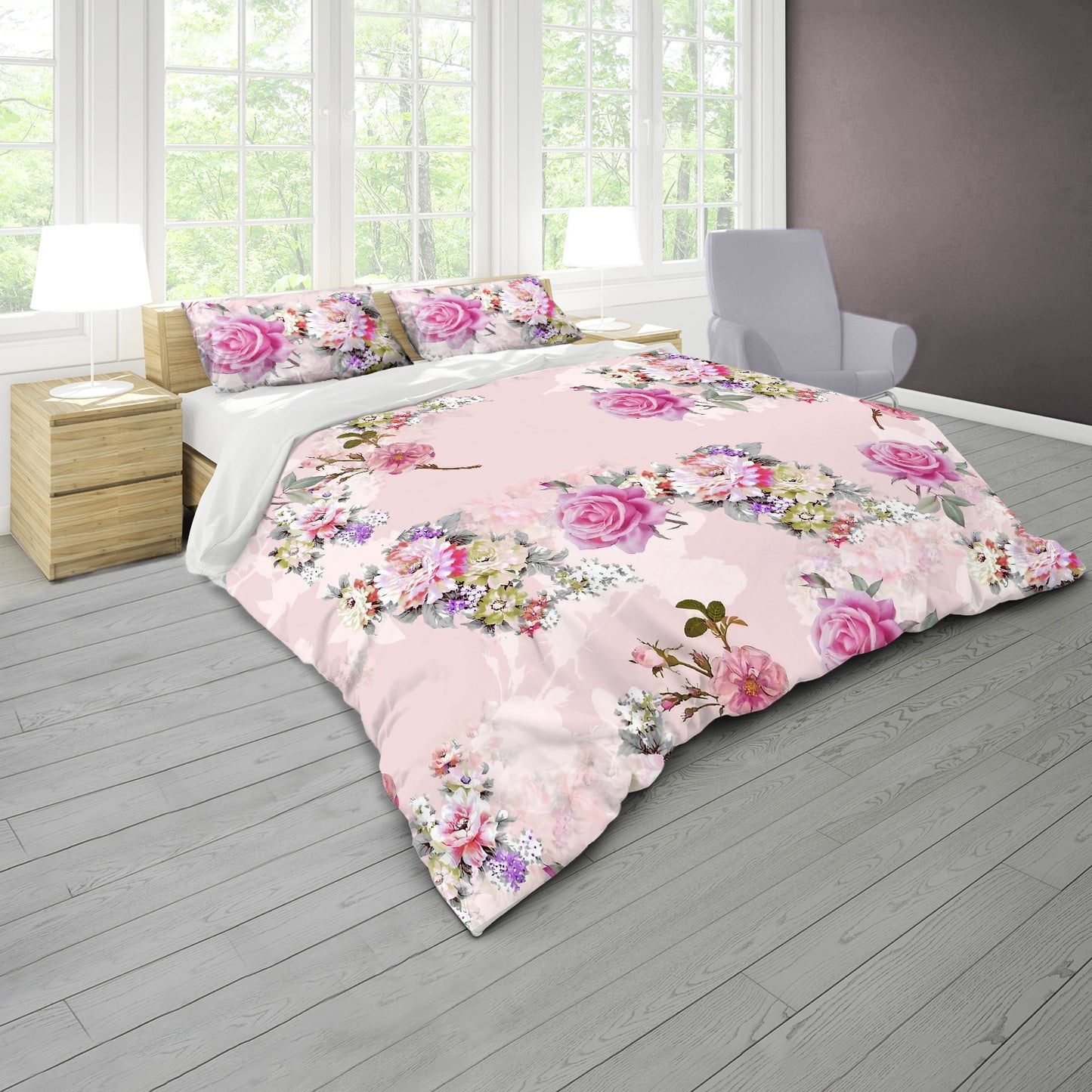 Silky Pink Rose Duvet Cover Set