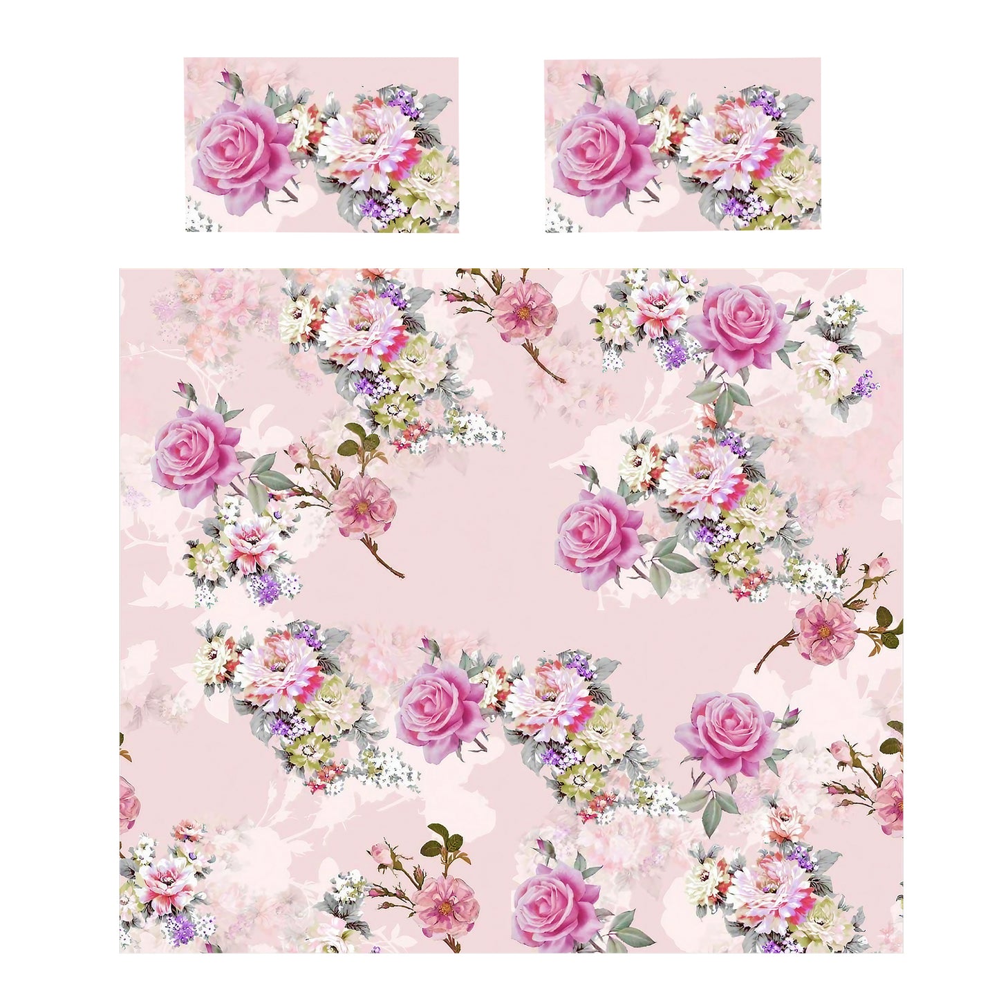 Silky Pink Rose Duvet Cover Set