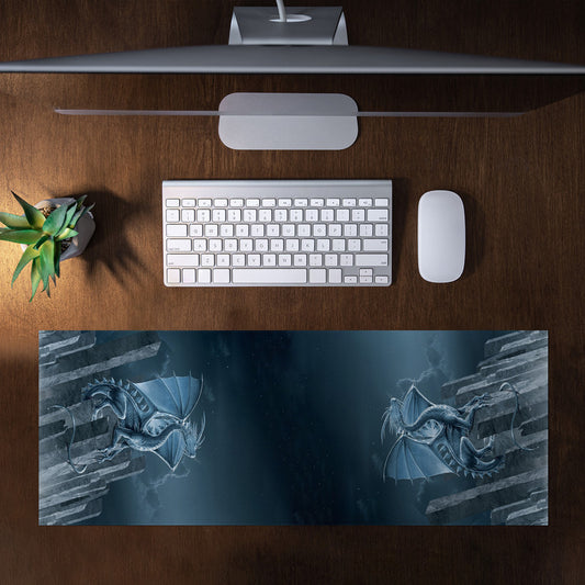 Silver Dragon Large Desk Pad by Vincent Hie