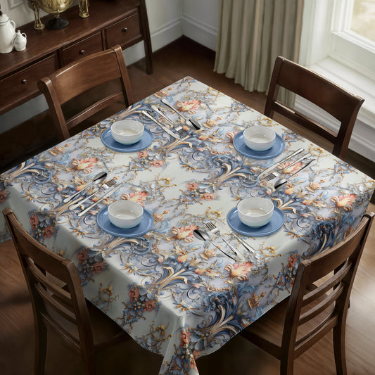 Silver Blue Square Tablecloth