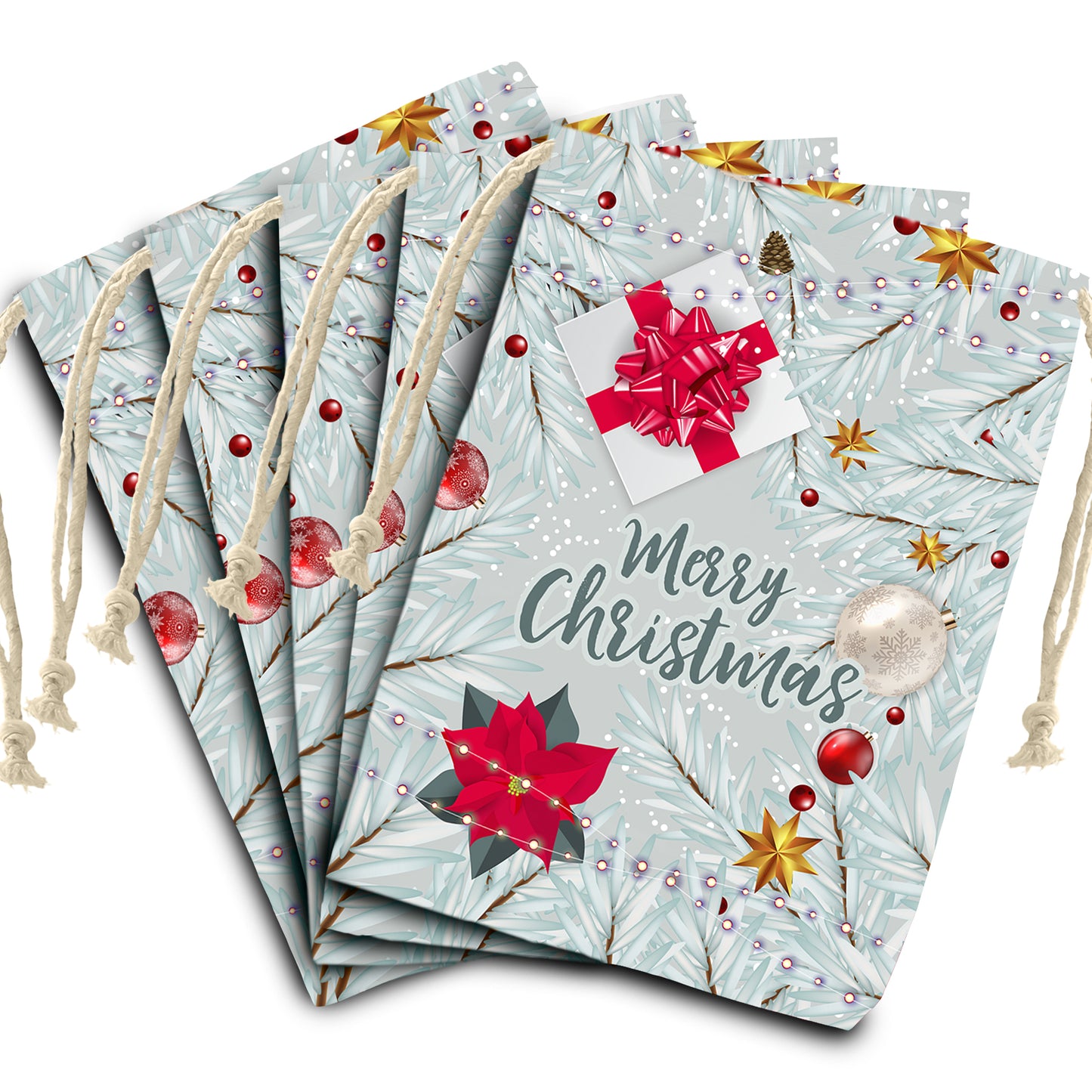 Silver Christmas Gift Bag (Set of 3)