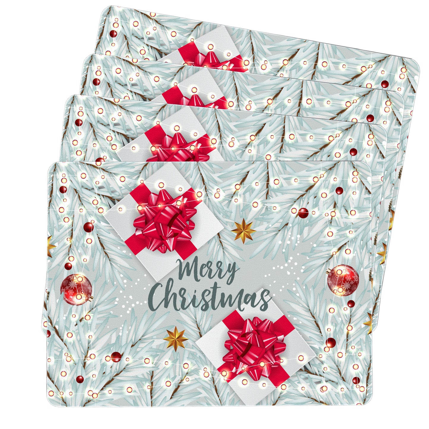 Silver Merry Christmas Placemats