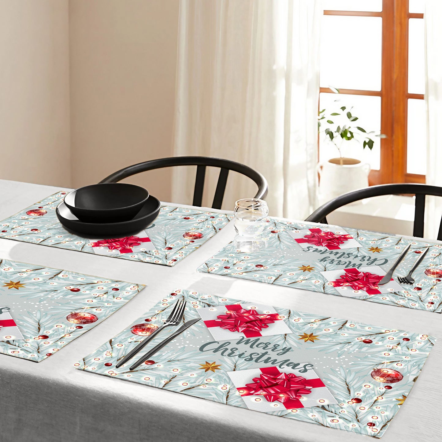 Silver Merry Christmas Placemats