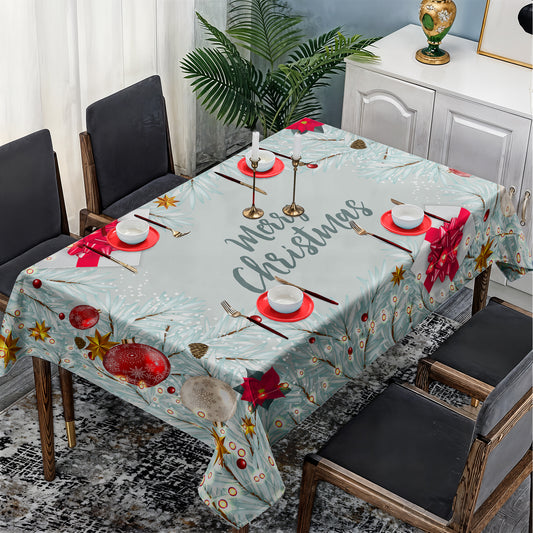 Silver Merry Christmas Rectangle Tablecloth