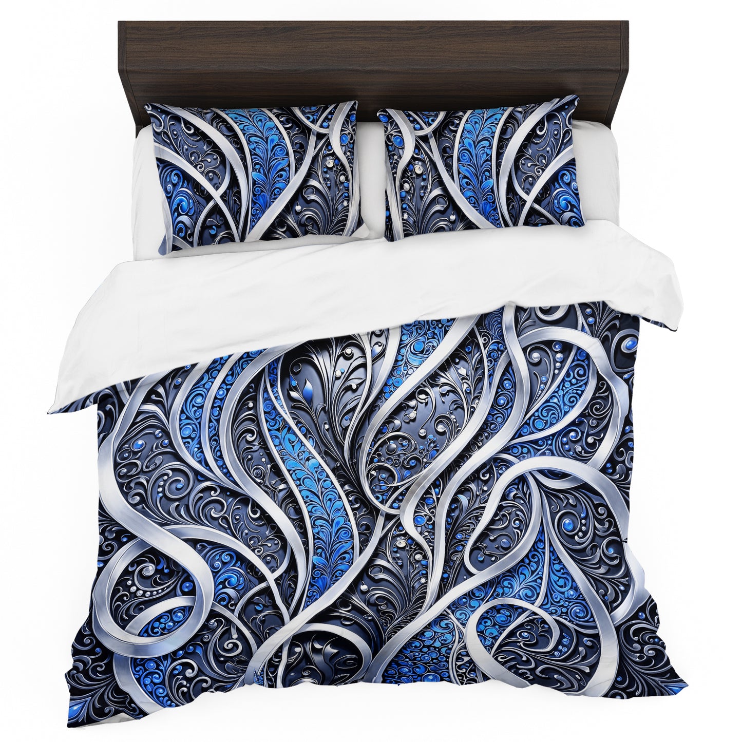 Silver & Sapphire Duvet Cover Set