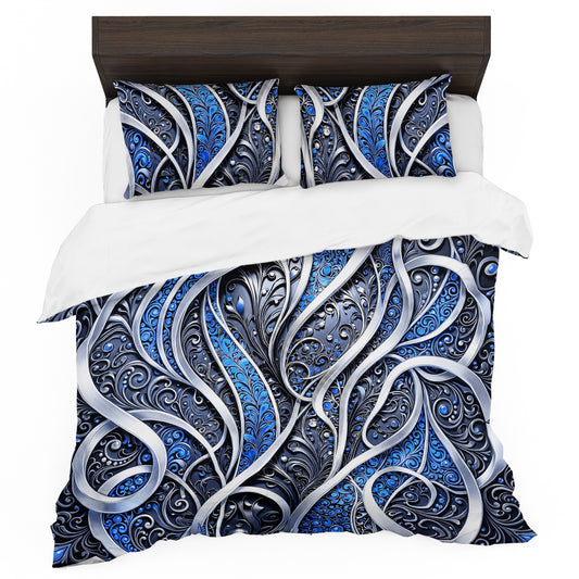 Silver & Sapphire Duvet Cover Set