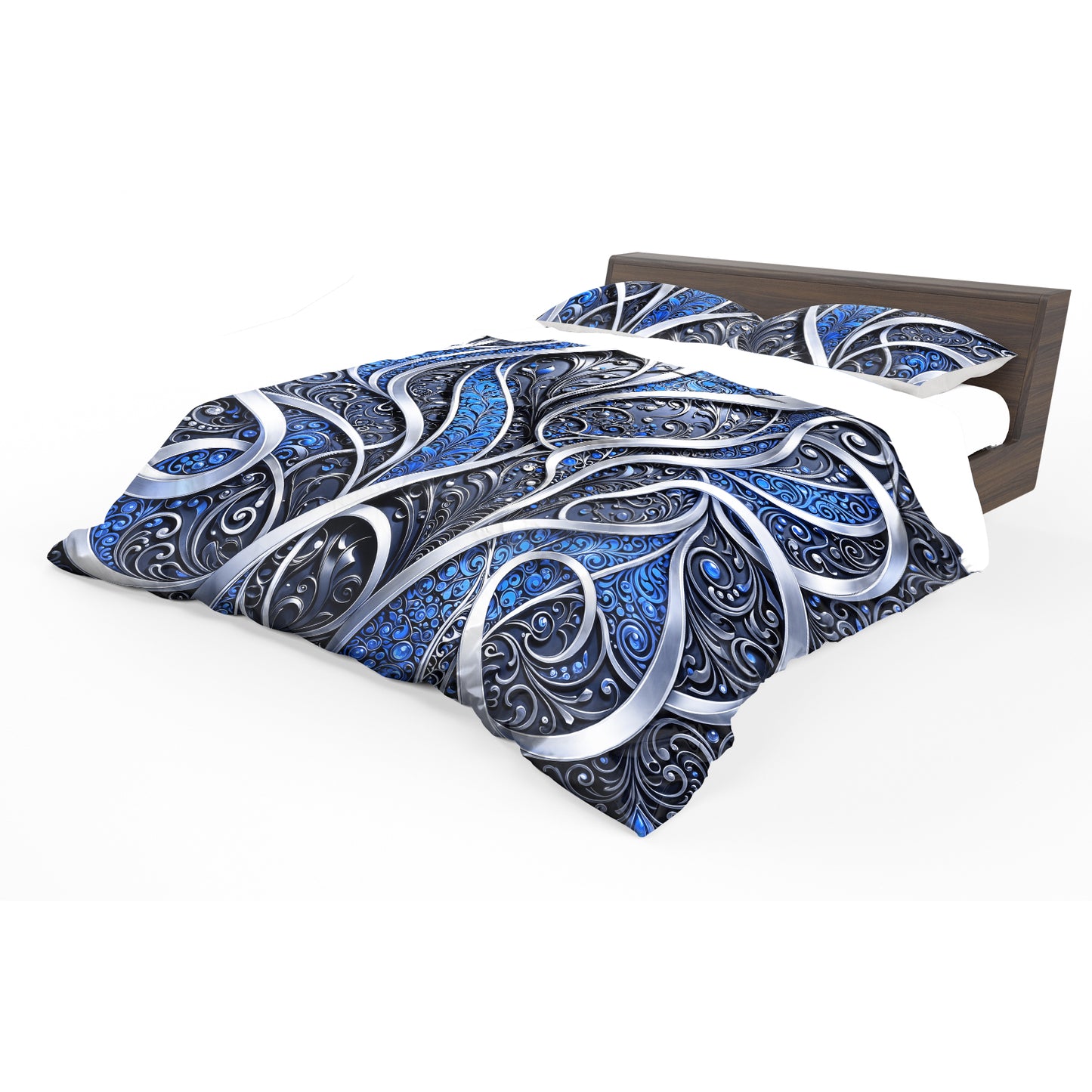 Silver & Sapphire Duvet Cover Set