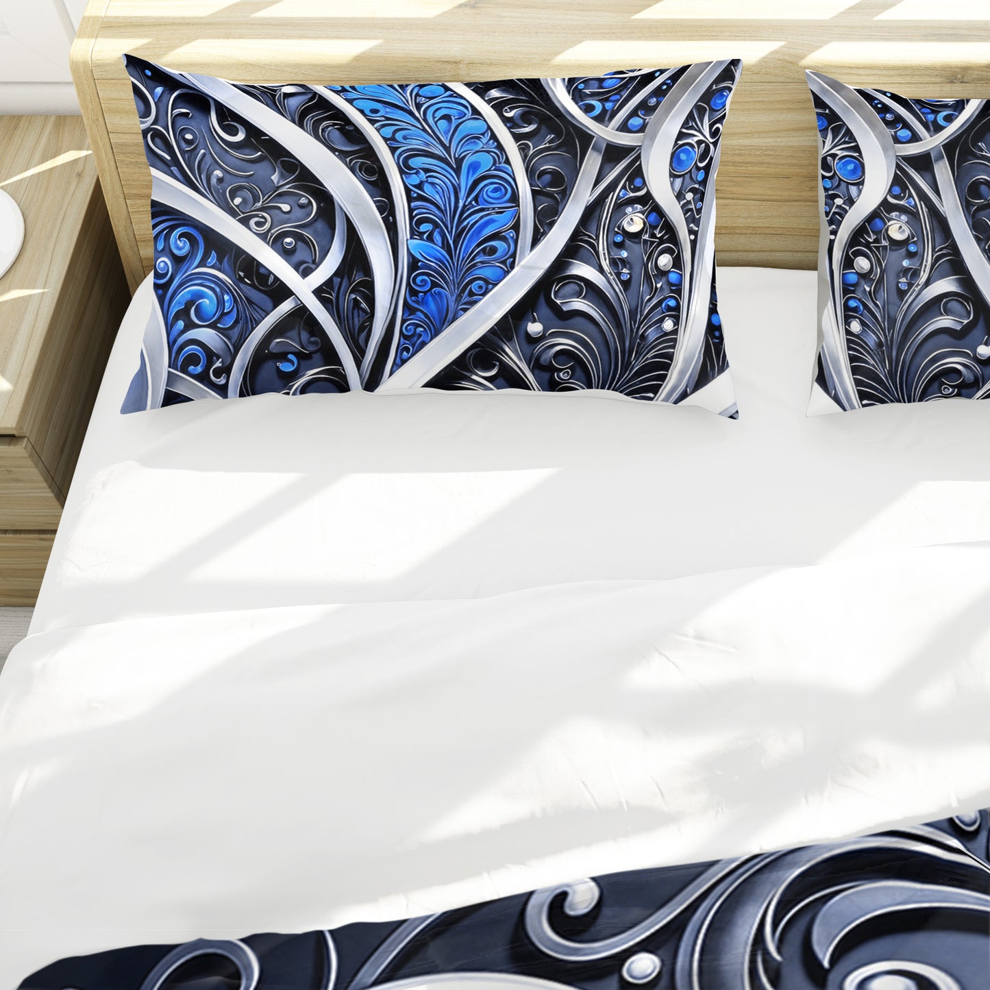 Silver & Sapphire Duvet Cover Set