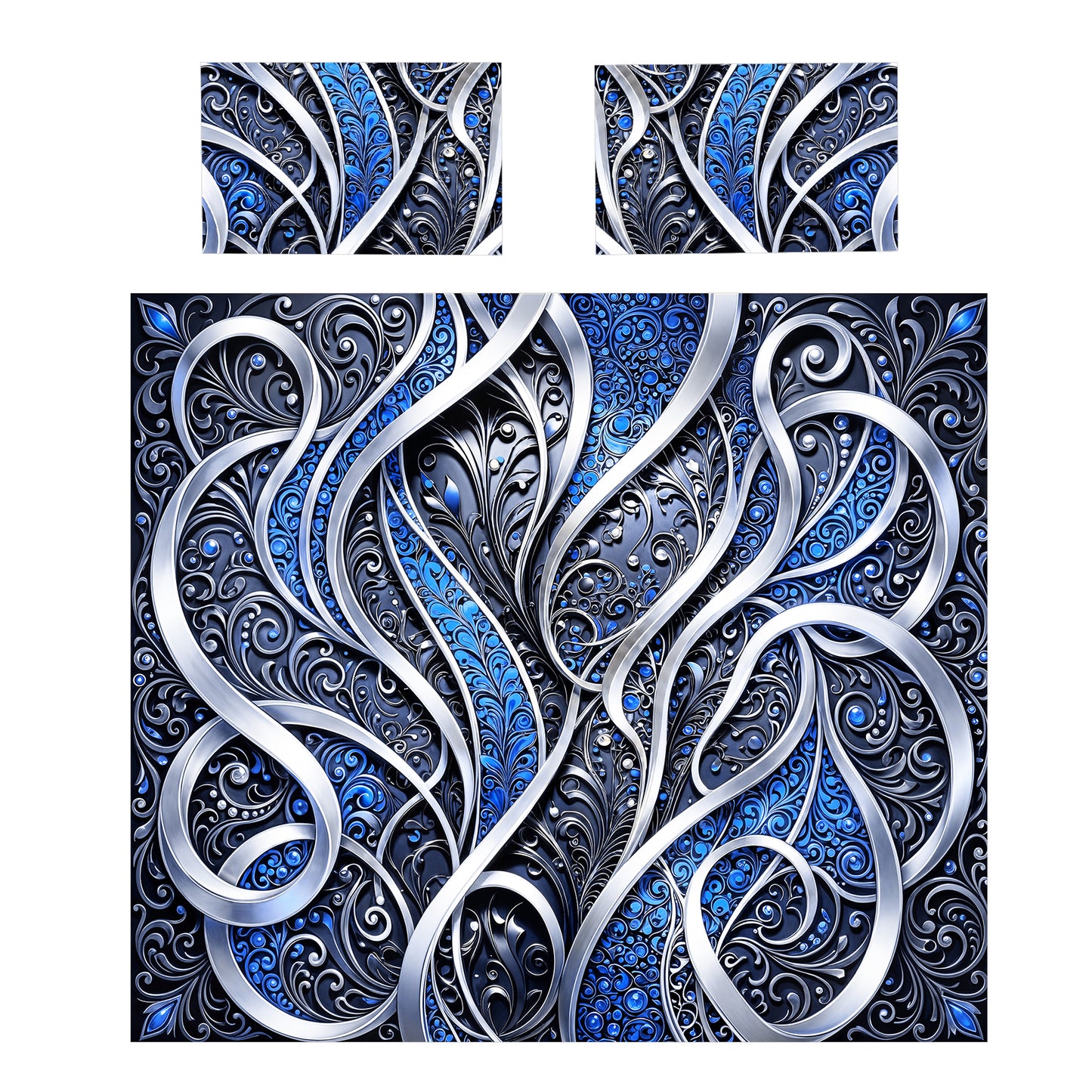 Silver & Sapphire Duvet Cover Set